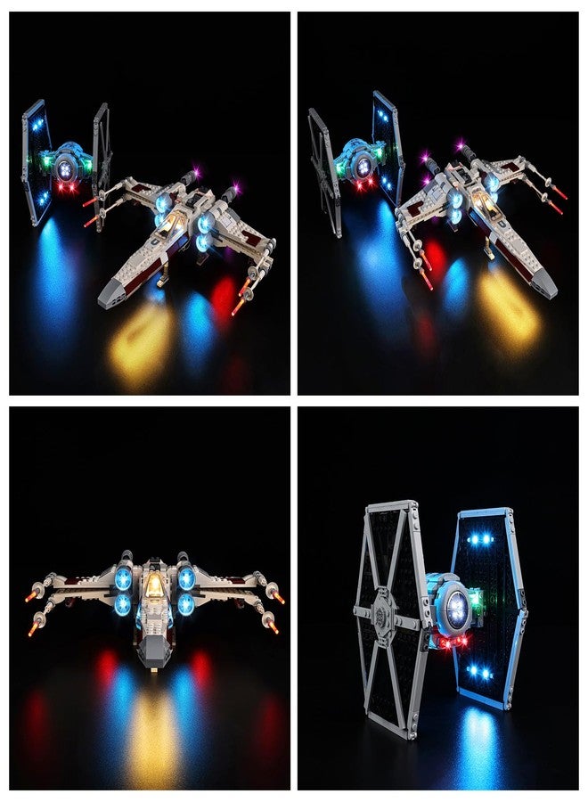 Kyglaring طقم إضاءة LED من Kyglaring لمجموعة بناء Lego TIE Fighter و X-Wing Mash-up 75393، ملحقات إضاءة لعرض TIE Fighter و X-Wing Mashup، (الإضاءة فقط، النموذج غير متضمن)، الإصدار الكلاسيكي - Image 2